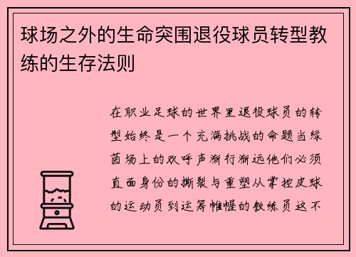 球场之外的生命突围退役球员转型教练的生存法则